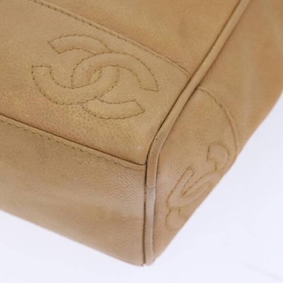CHANEL Chain Shoulder Bag Caviar Skin Beige Gold CC - Picture 15 of 16